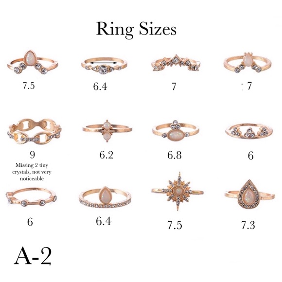 12 Pcs Boho Gypsy Gold, Crystal & Opal Ring Set - Picture 15 of 16